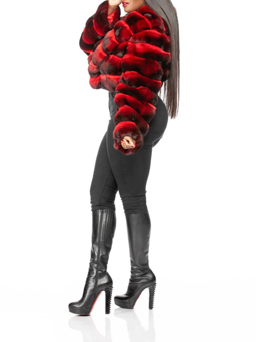 Gradient Patchwork Faux Fur Cropped Coat | US Free Shipping