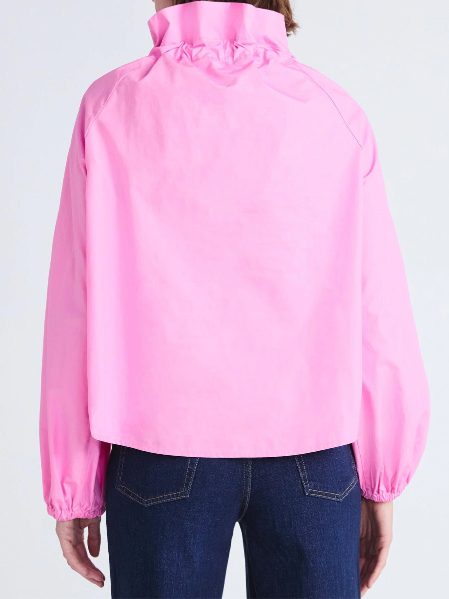 Ruffled Neck Adjustable Bow Balloon Sleeves Blouse