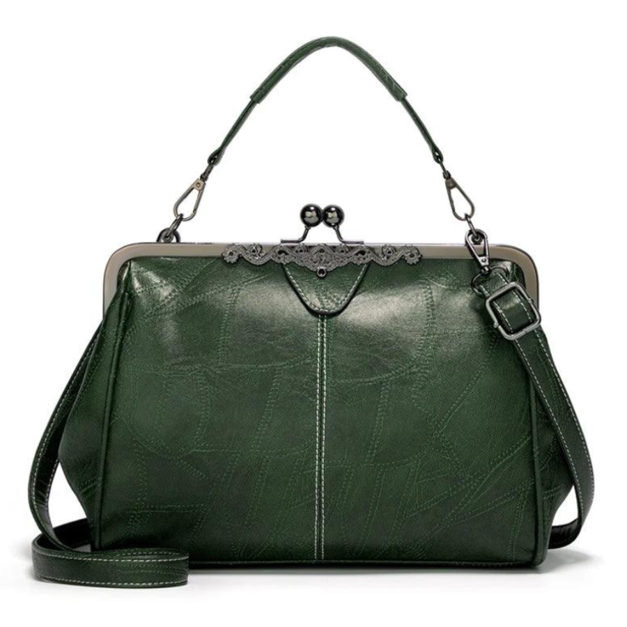 Vintage-Inspired Leather Kisslock Handbag