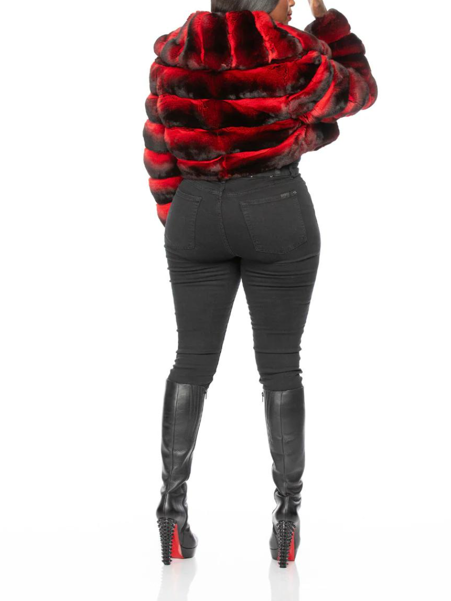 Gradient Patchwork Faux Fur Cropped Coat | US Free Shipping