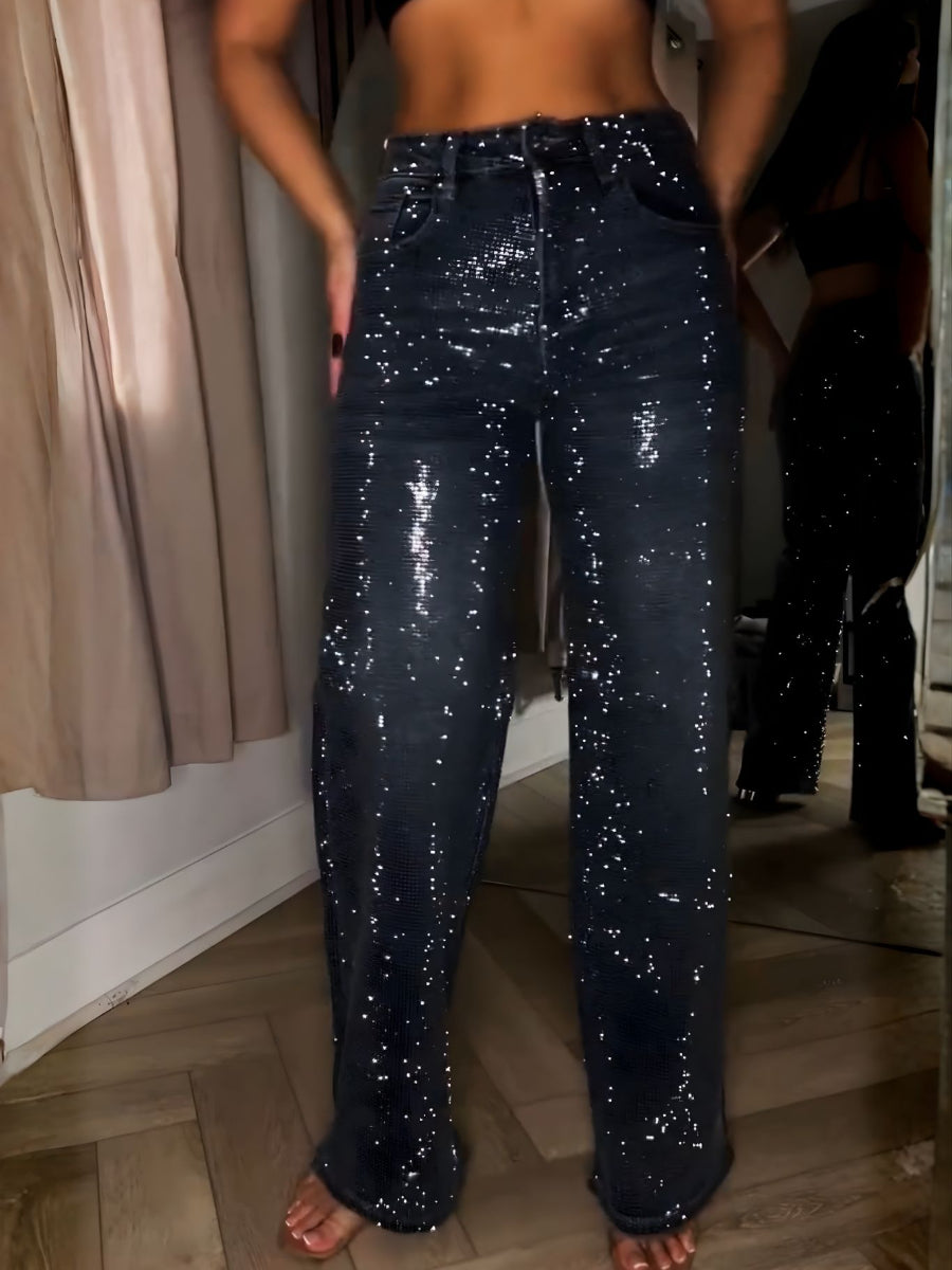 Diamond Wide Leg Sparkle Covered Jeans