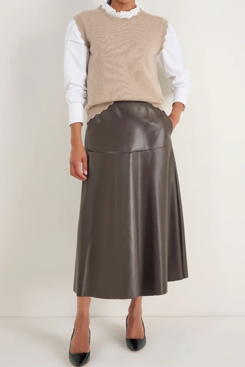 Faux Leather Midi Skirt
