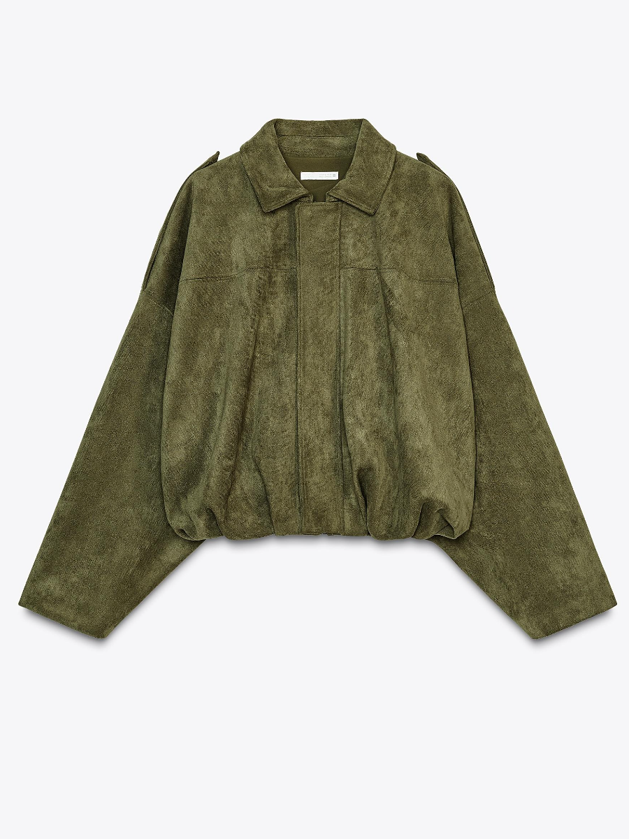 Suede Effect Bomber Jacket