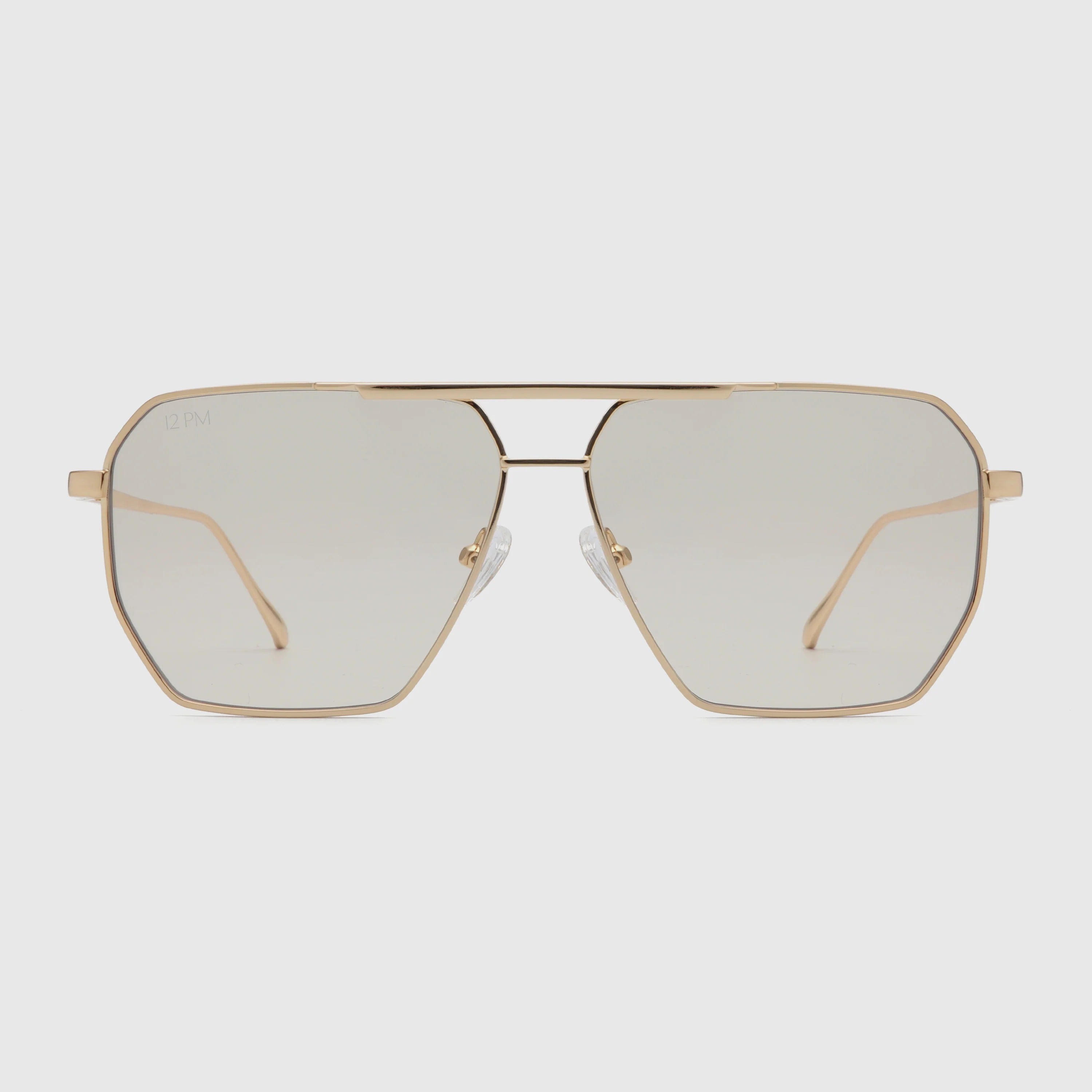 Gold-Tone Hexagon Aviator Sunglasses
