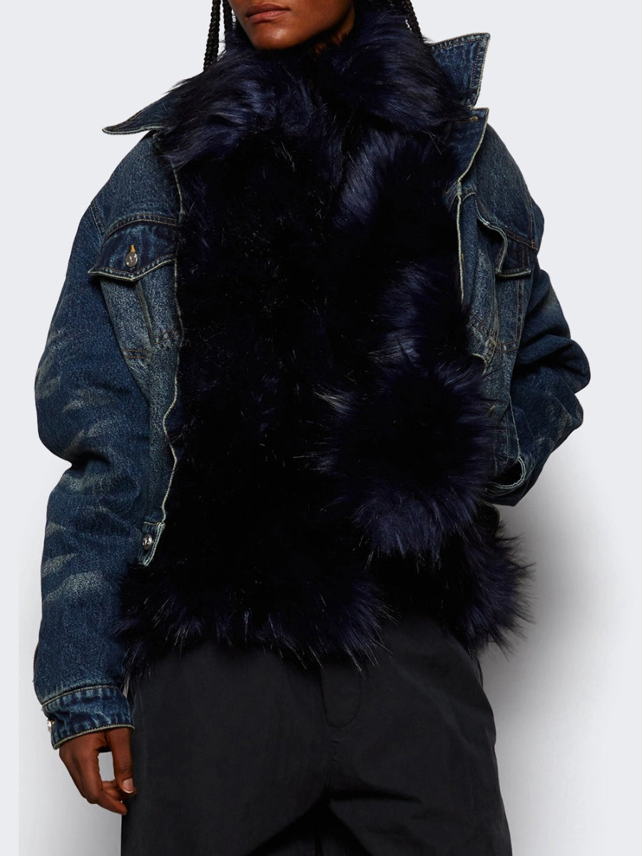 Fab Faux Fur Denim Jacket | US Free Shipping
