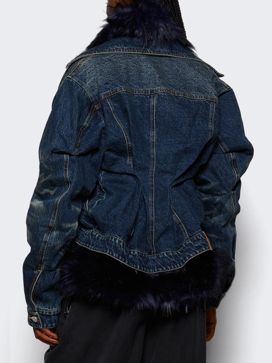 Fab Faux Fur Denim Jacket | US Free Shipping
