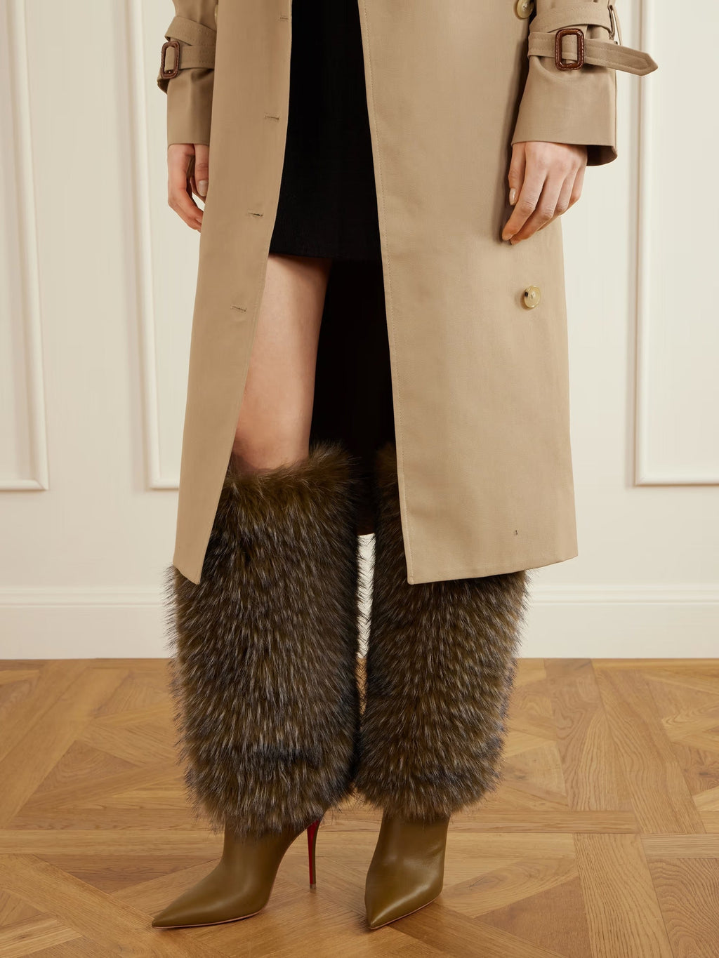 Faux Fur Knee-High Stiletto Boots