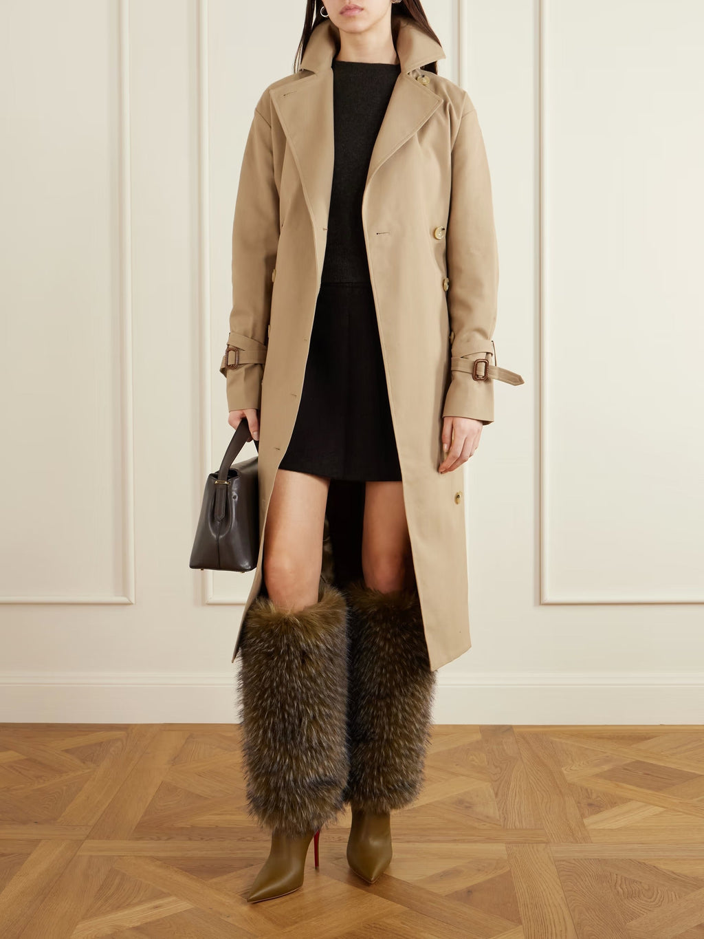 Faux Fur Knee-High Stiletto Boots