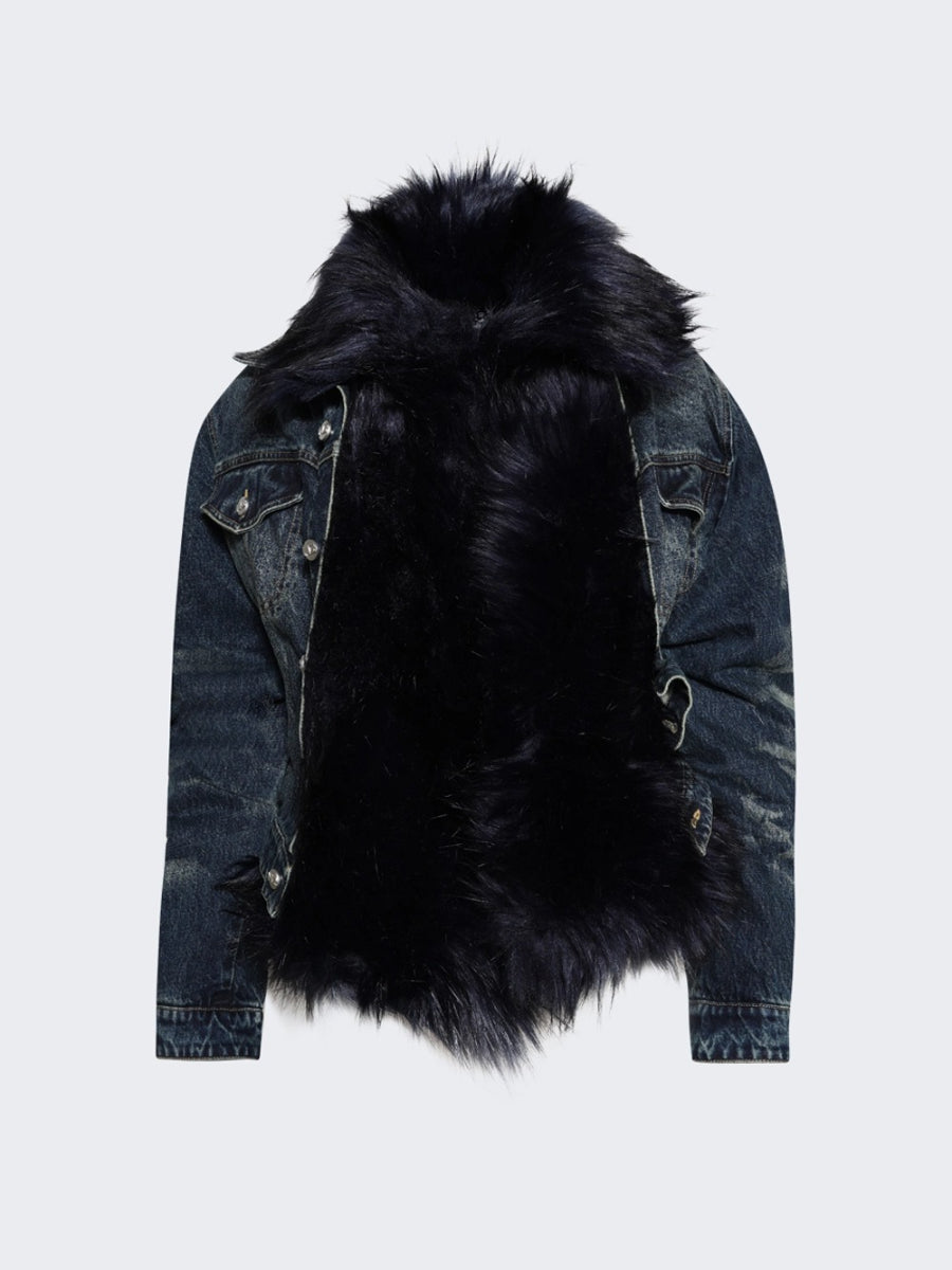 Fab Faux Fur Denim Jacket | US Free Shipping