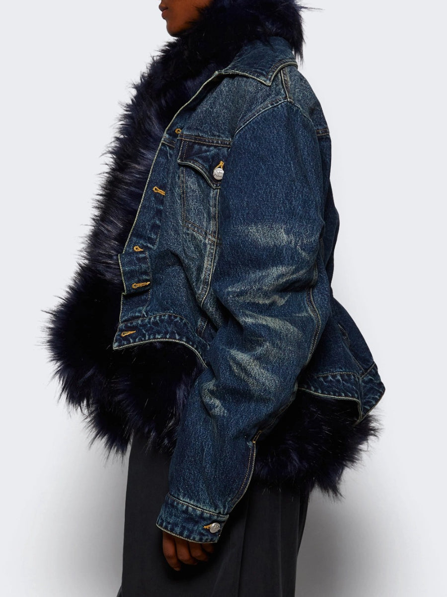 Fab Faux Fur Denim Jacket | US Free Shipping