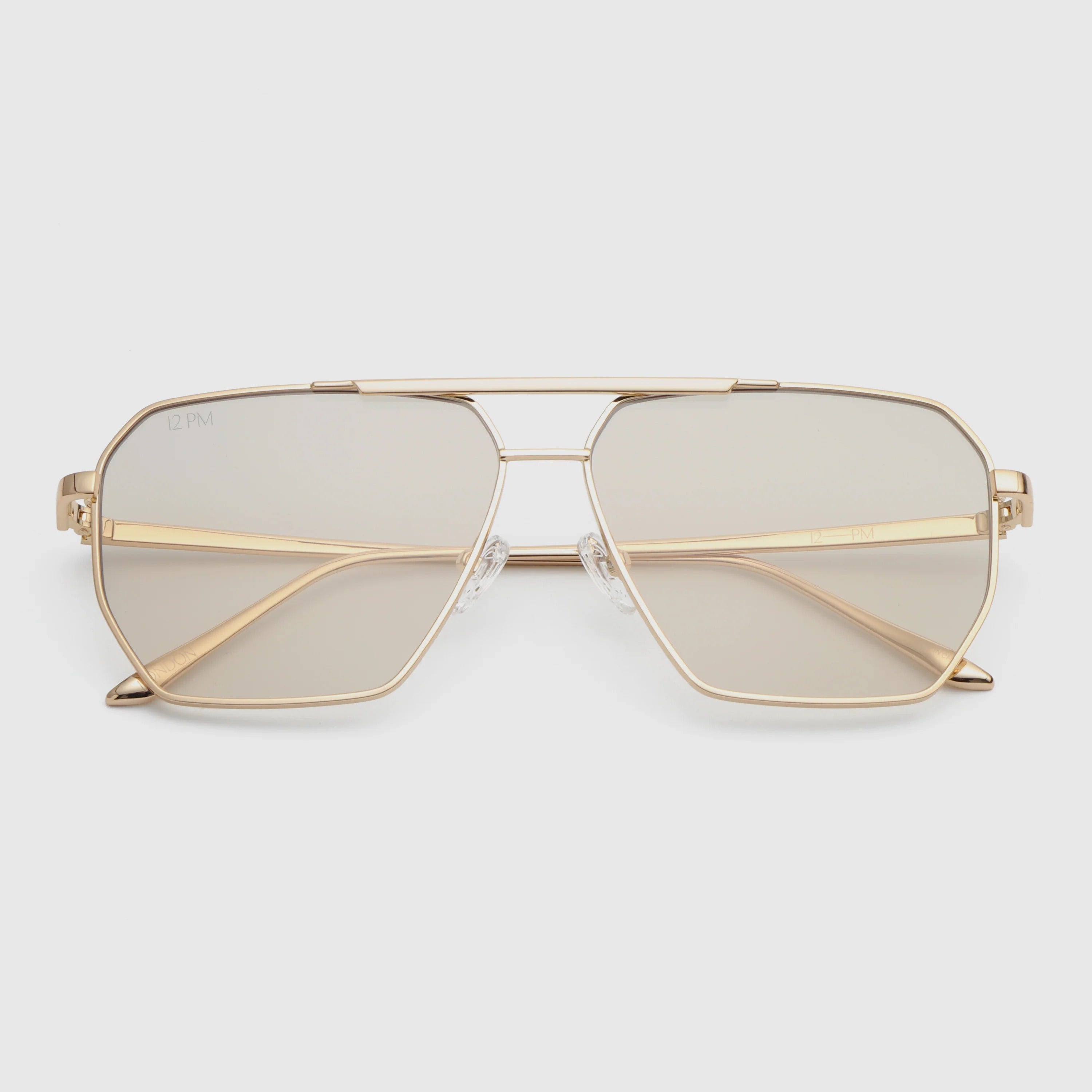 Gold-Tone Hexagon Aviator Sunglasses