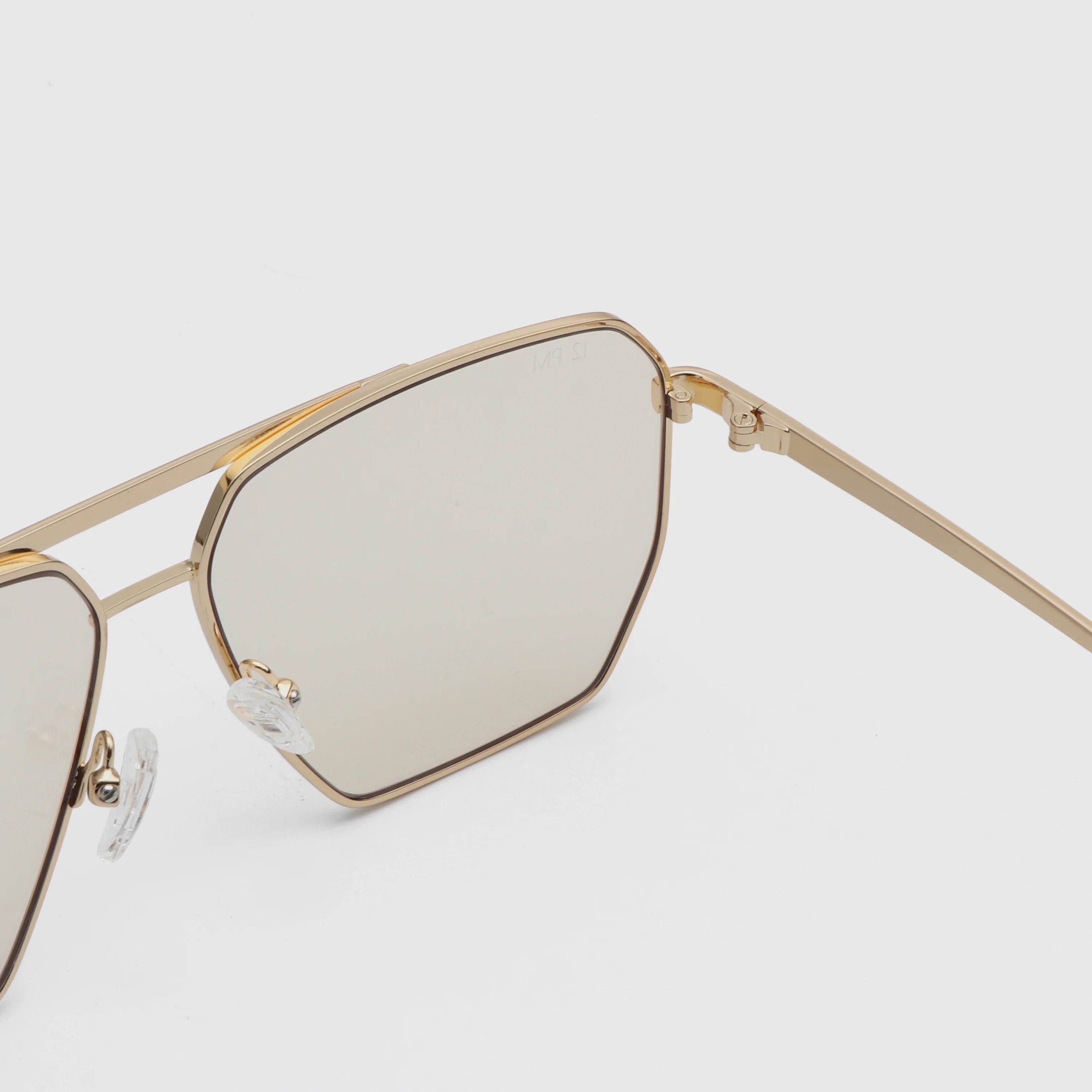 Gold-Tone Hexagon Aviator Sunglasses