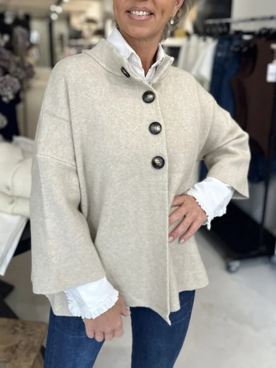 Chunky Buttoned Mock Neck Cardigan