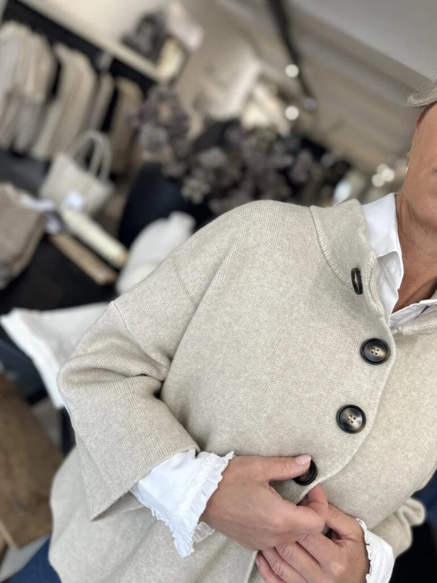 Chunky Buttoned Mock Neck Cardigan