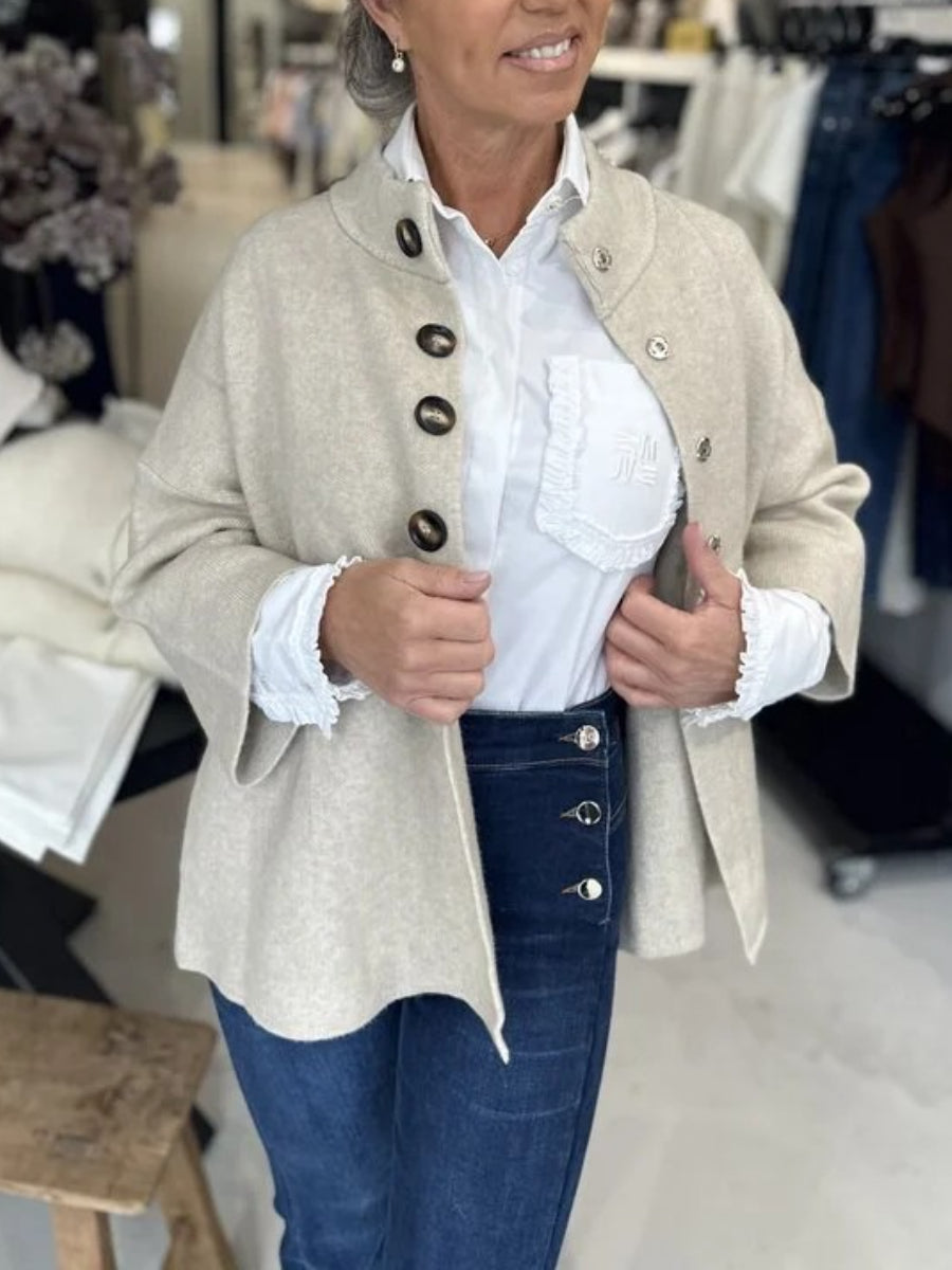 Chunky Buttoned Mock Neck Cardigan