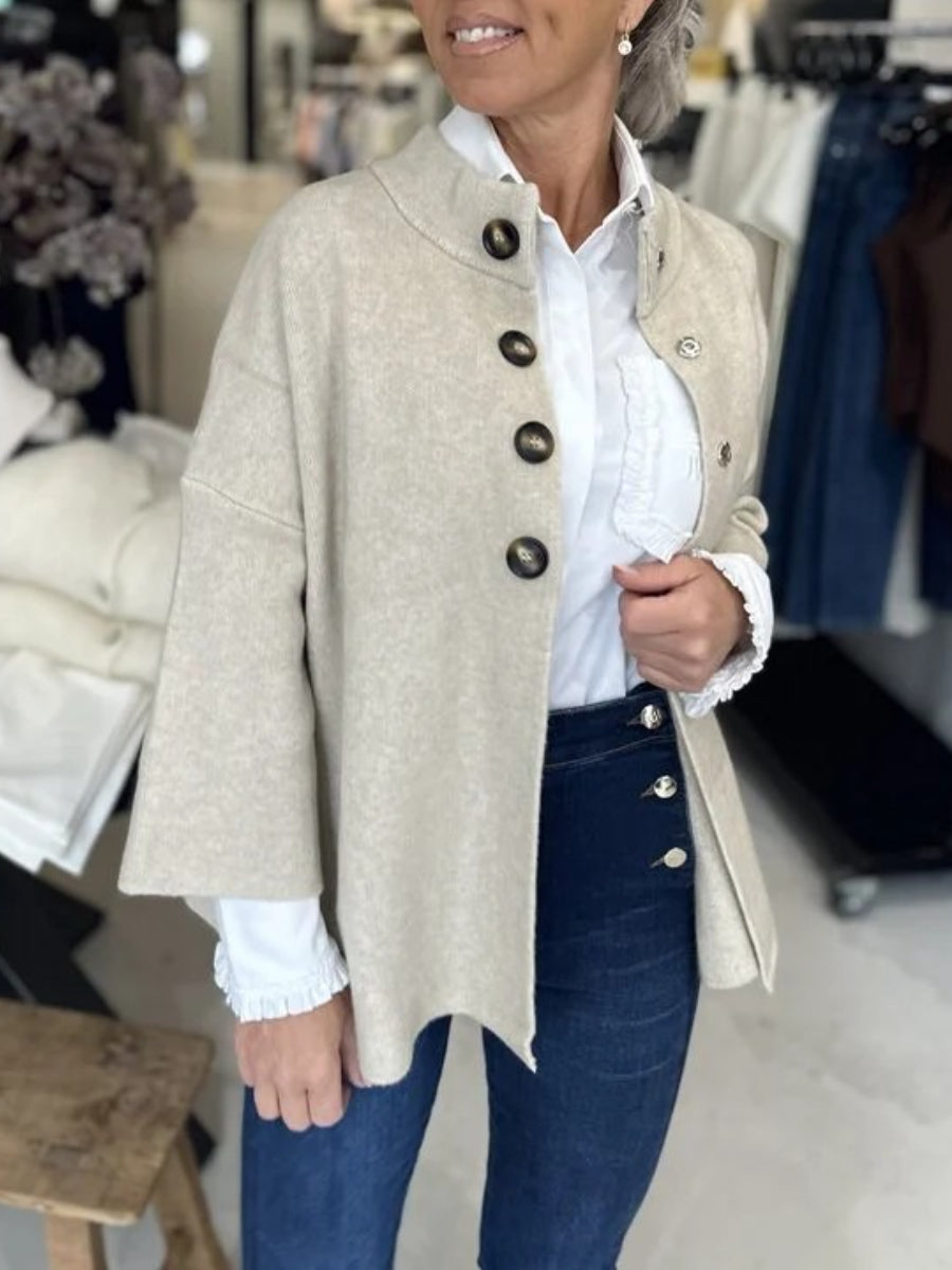 Chunky Buttoned Mock Neck Cardigan
